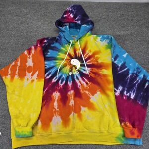 Hanes Vintage 90s Tie Dye Seattle Yin Yang Hippie Hipster 2XL Hoodie Sweatshirt